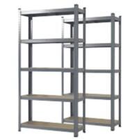 Karat Lakota Regal MDF (Mitteldichte Faserplatte), Stahlblech 1.200 x 600 x 2.000 mm Grau 2 Stück