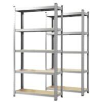 Karat Lakota Regal MDF (Mitteldichte Faserplatte), Stahlblech 900 x 400 x 1.800 mm Silber 2 Stück