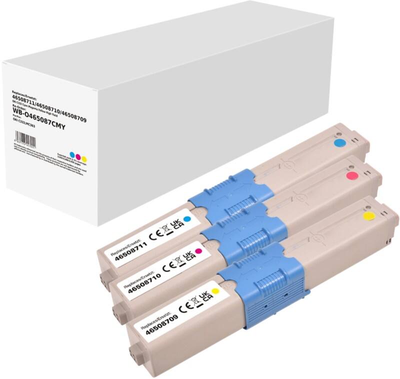 Kompatible OKI Tonerkartusche Cyan, Magenta, Gelb 3er-Pack