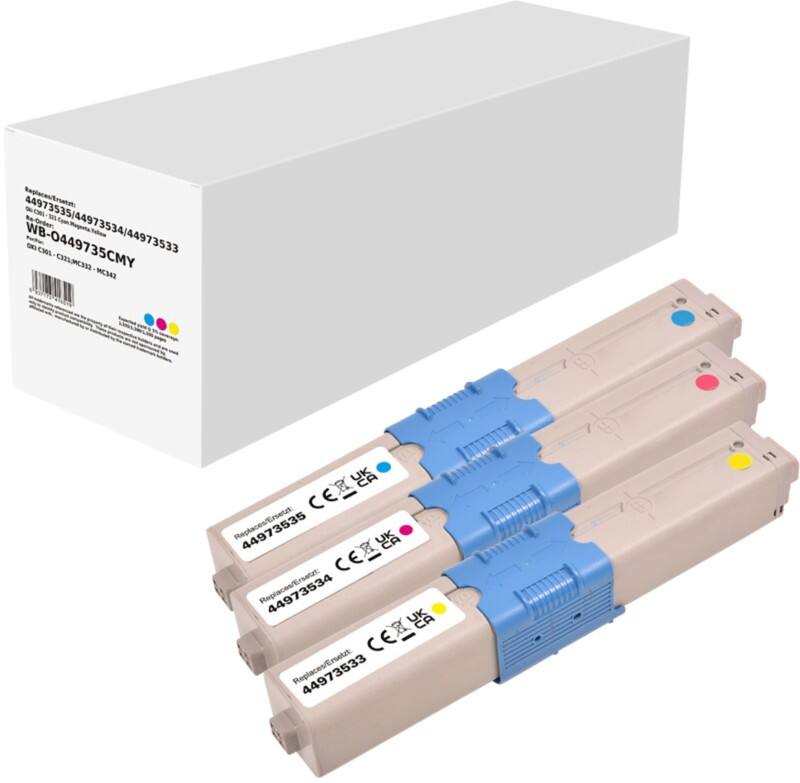 Kompatible OKI Tonerkartusche Cyan, Magenta, Gelb 3er-Pack