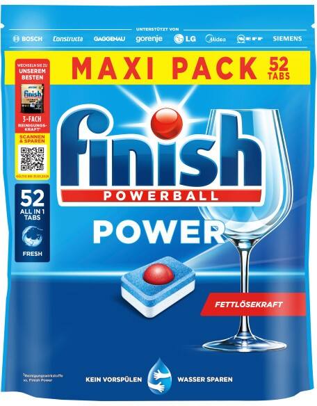 Finish Power Spülmaschinentabs 3312064 Fresh 52 Stück