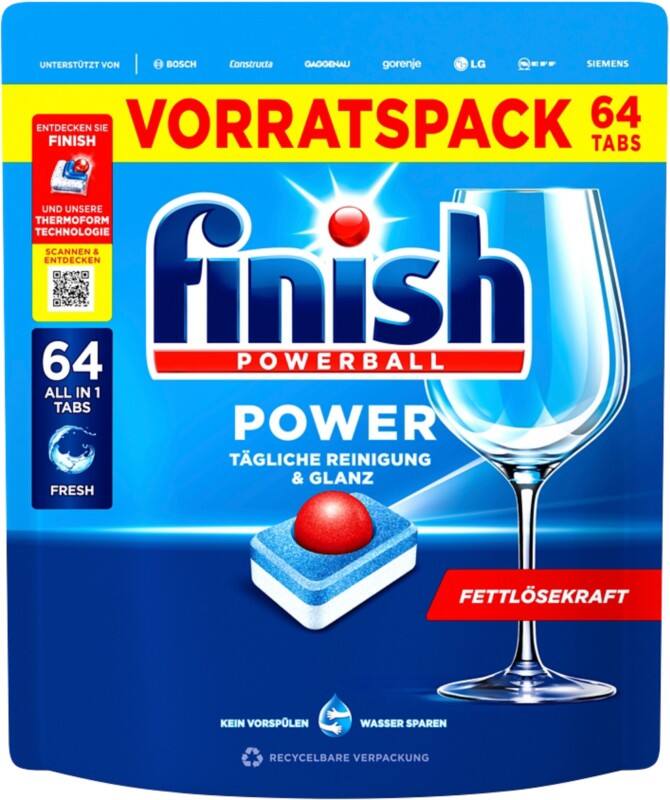 Finish Power Classic Spülmaschinentabs 3314781 Fresh 64 Stück