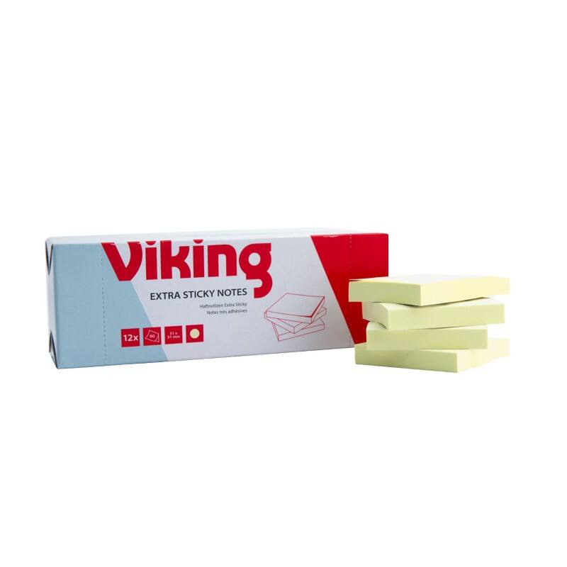 Viking Haftnotizen Quadratisch 51 x 51 mm Blanko Gelb 90 12 Stück à 90 Blatt