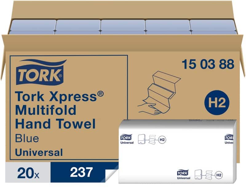 Tork Xpress Universal  Papierhandtücher H2 Blau 2-lagig 150388 20 Stück à 237 Blatt