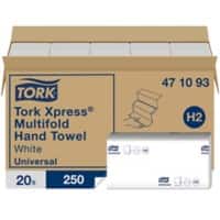 Tork Xpress Universal  Papierhandtücher H2 Weiß 1-lagig 471093 20 Stück à 250 Blatt
