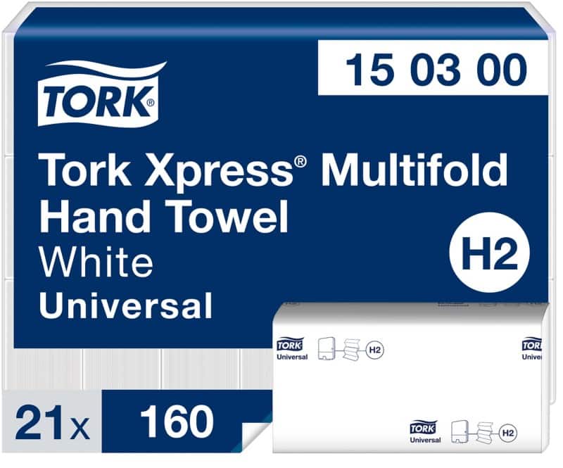 Tork Xpress Universal  Papierhandtücher H2 Weiß 2-lagig 150300 21 Stück à 160 Blatt