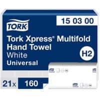 Tork Xpress Universal  Papierhandtücher H2 Weiß 2-lagig 150300 21 Stück à 160 Blatt