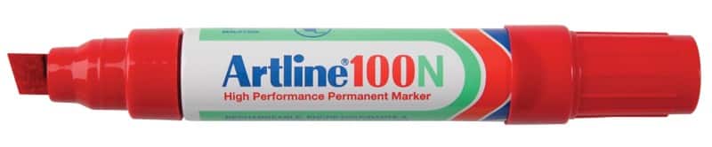 Artline 100N Permanentmarker Extra Breit Keilspitze 7,5 - 12,0 mm Rot Nachfüllbar Wasserbeständig 12 Stück