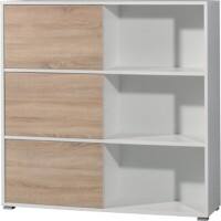 GERMANIA Schiebetürregal H120 Sanremo-Eiche-Nb., Weiß 1.200 x 350 x 1.190 mm
