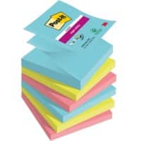 Post-it Miami Super Sticky Haftnotizen 76 x 76 mm Farbig Sortiert Quadratisch 6 Stück à 90 Blatt
