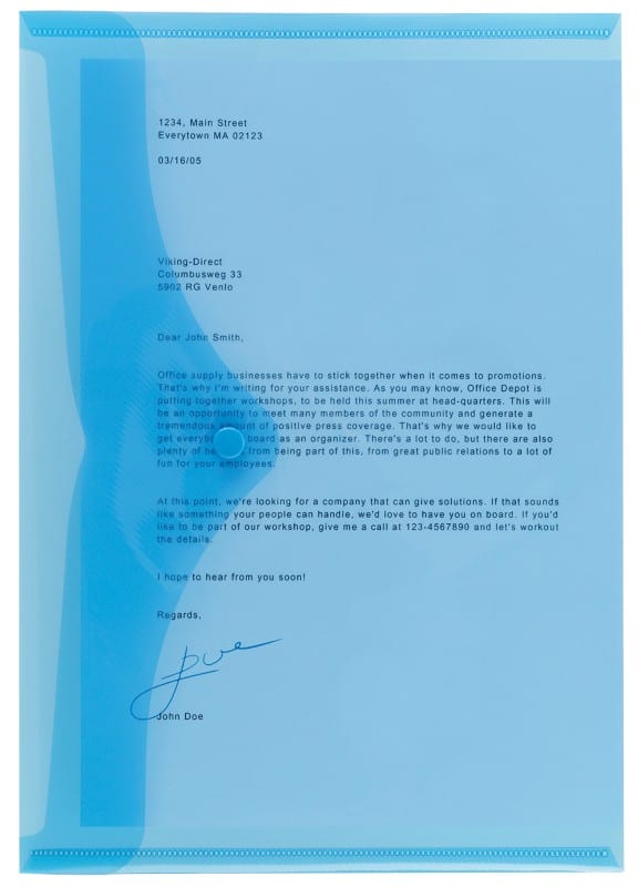 Viking Dokumentenmappe DIN A4 Druckknopf PP (Polypropylen) Quer 23,5 (B) x 33,5 (H) cm Blau 5 Stück