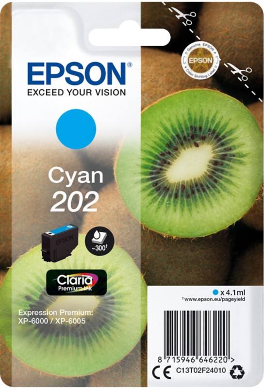 Epson T02F2 Original Tintenpatrone C13T02F24010 Cyan