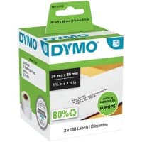 Dymo LW S0722370 / 99010 Authentic Adressetiketten Selbstklebend Weiß 28 x 89 mm 2 Rollen à 130 Etiketten