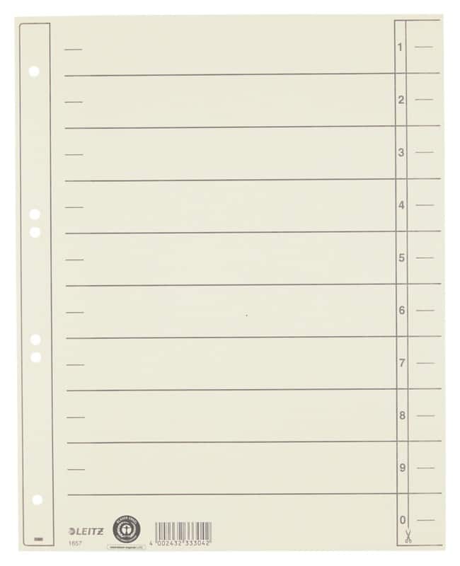 Leitz 1 bis 10 Trennblätter DIN A4 Überbreite Chamois 10-teilig Pappkarton 1657-00-11 100 Stück