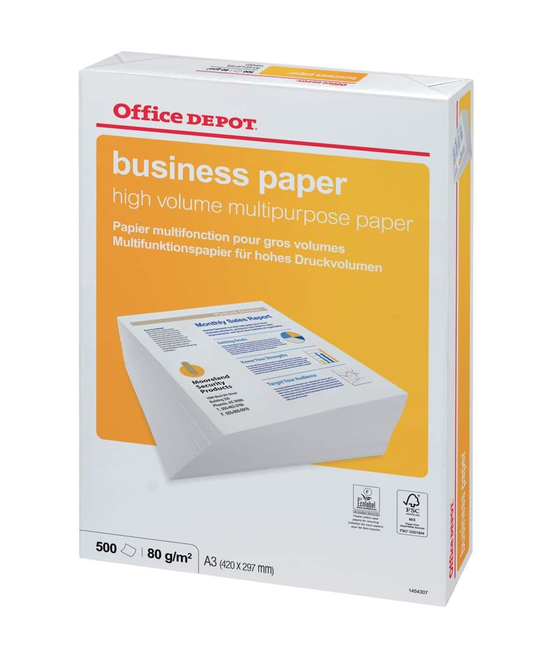 Office Depot Business Kopier-/ Druckerpapier DIN A3 80 g/m² Weiß 500 Blatt