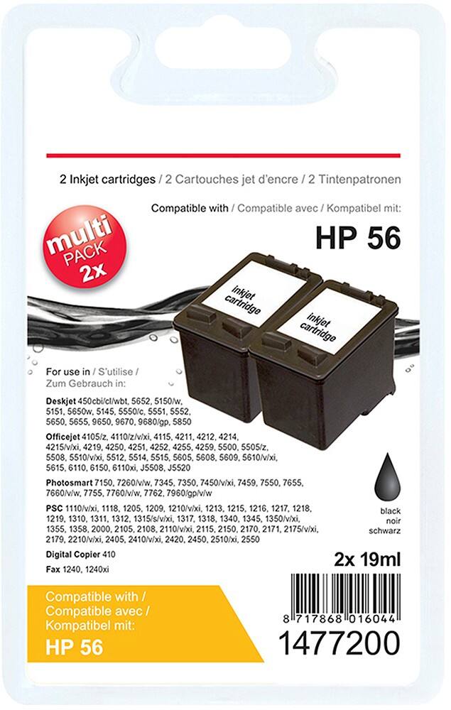 Viking 56 Kompatibel HP Tintenpatrone C9502AE Schwarz Duopack 2 