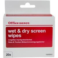 Office Depot Bildschirm-Reinigungstücher Weiß 7 x 9 cm 20 Stück