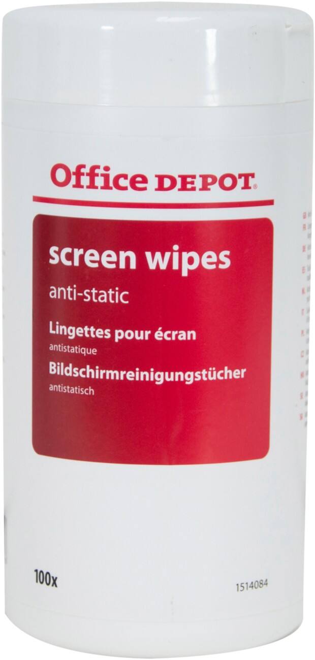 Office Depot Bildschirm-Reinigungstücher in der Dose Weiß 13,8 x 16,4 cm 100 Stück