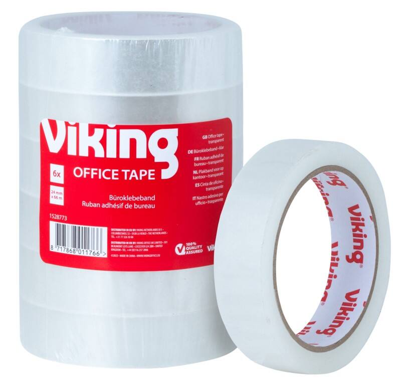 Viking Klebeband Transparent 24 mm (B) x 66 m (L) Großer Kern PP (Polypropylen)  6 Rollen
