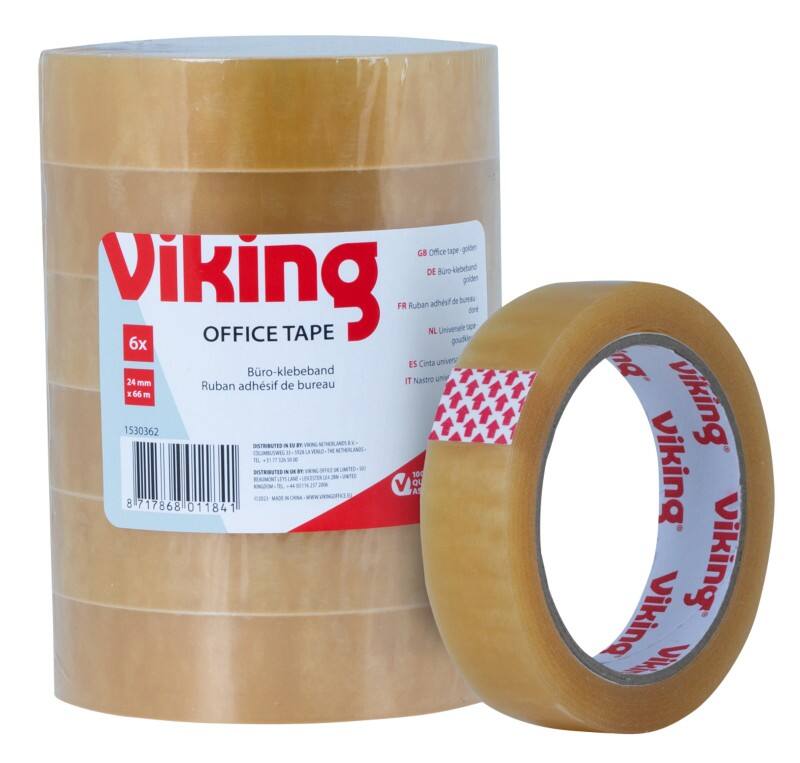 Viking Klebeband Universal Transparent 24 mm (B) x 66 m (L) Großer Kern PP (Polypropylen) Hohe Lautstärke 6 Rollen