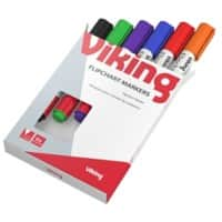 Viking Flipchart Marker Mittel Rundspitze 1 - 3 mm Farbig sortiert 6 Stück 