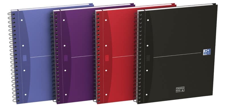 OXFORD Office Essentials Notizbuch DIN A4+ Kariert Spiralbindung Pappe Farbig sortiert 240 Seiten 120 Blatt