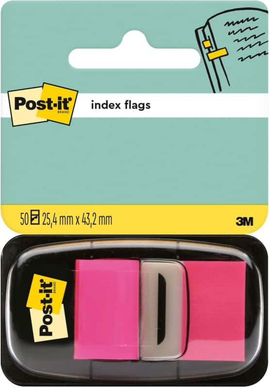 Post-it Index-Haftstreifen Rechteckig 2,54 x 4,32 cm Rosa I680-21 50 Streifen