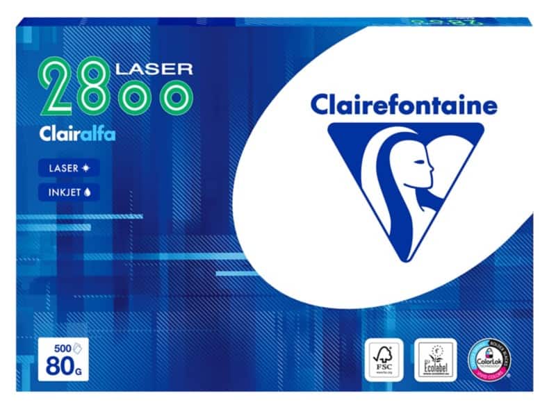 Clairefontaine Clairalfa  DIN A4 Druckerpapier 80 g/m² Glatt Weiß 500 Blatt