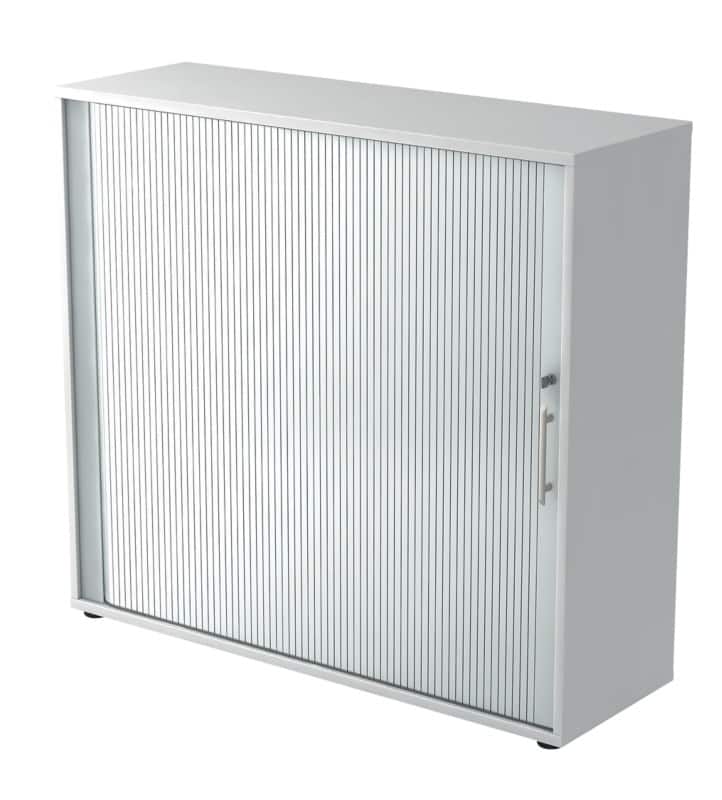 Hammerbacher Rollladenschrank 1733S Silber, Weiß 1.200 x 400 x 1.100 mm