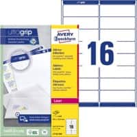 AVERY Zweckform Ultragrip Adressetiketten L7162-250 Ja DIN A4 Weiß 99,1 x 33,9 mm 250 Blatt à 16 Etiketten