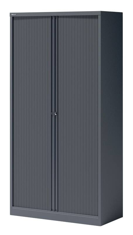 Bisley Rollladenschrank Stahl 4 Fachböden abschließbar 1.000 x 470 x 1.985 mm Anthrazit