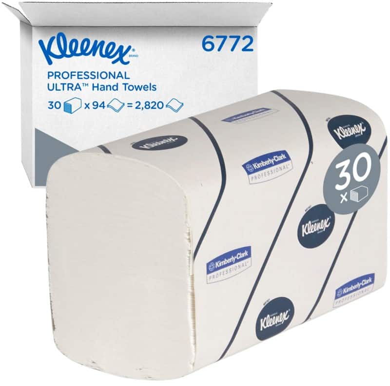 Kleenex Ultra 100% Recycelt Papierhandtücher M-falz Weiß 2-lagig 6772 30 Stück à 94 Blatt