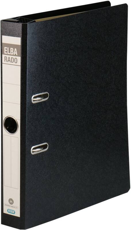ELBA Rado Hängemappe Schmal DIN A4 50 mm Schwarz 2 Ringe Pappkarton Hochformat