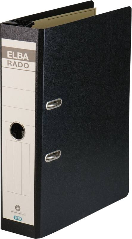 ELBA Rado Breit Hängemappe DIN A4 75 mm Schwarz 2 Ringe Pappkarton Recycled
