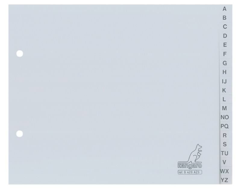 KANGARO A - Z Alphabetische Register DIN A4 quer Grau 20-teilig PP (Polypropylen) 2 Löcher G420AZS