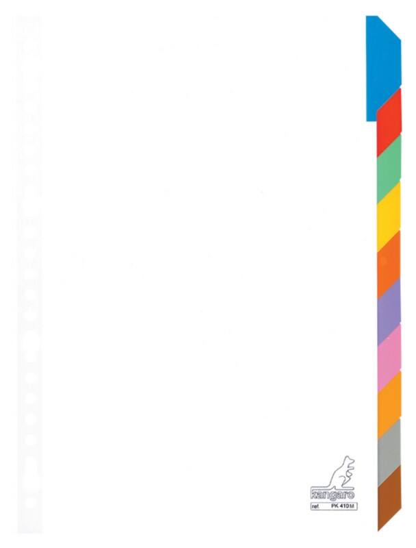 KANGARO Blanko Blanko Register  DIN A4 Farbig sortiert 10-teilig 190 g/m² Pappkarton 23 Löcher PK410M