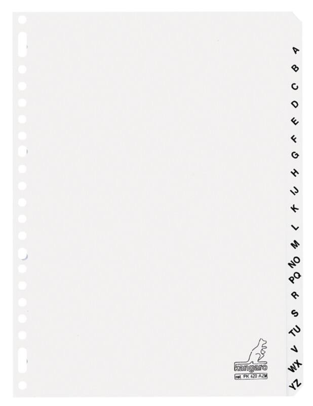 KANGARO A - Z Blanko Register  DIN A4 Weiß 20-teilig 190 g/m² Pappkarton 23 Löcher PK420AZM