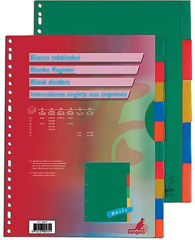 KANGARO Blanko Blanko Register  DIN A5 Farbig sortiert 5-teilig PP (Polypropylene) 17 Löcher A505FM