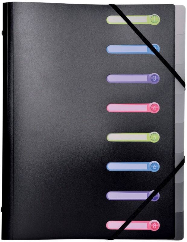 Exacompta Ordnungsmappe 56181E DIN A4 Schwarz Polypropylen mit 8 Fächern 25 x 32 cm