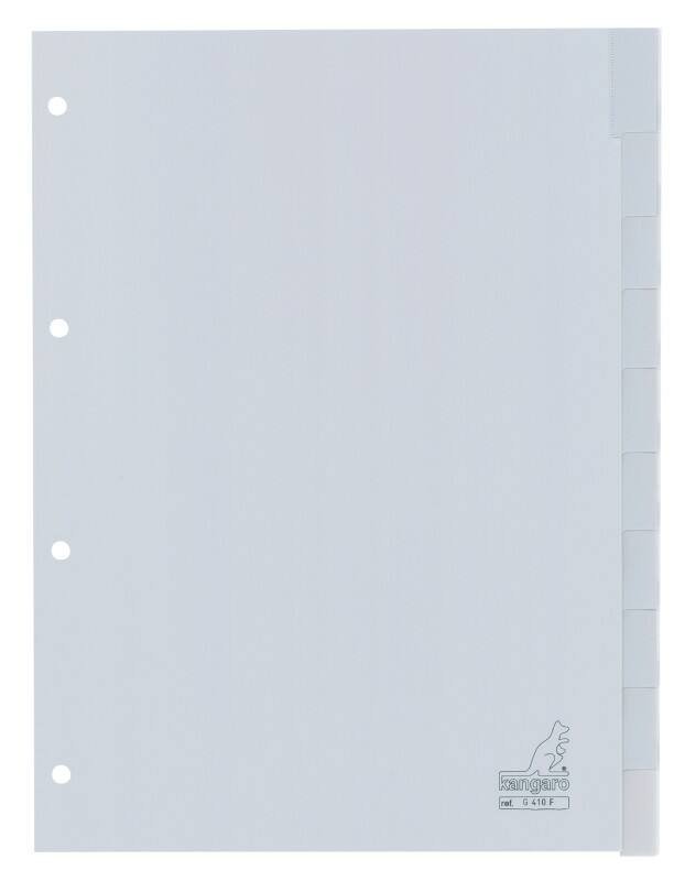 KANGARO Blanko Blanko Register  DIN A4 Grau 10-teilig PP (Polypropylene) 4 Löcher G410F
