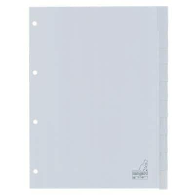 KANGARO Blanko Register DIN A4 Grau Transparent 10-teilig PP (Polypropylen) Rechteckig 4 Löcher G410F