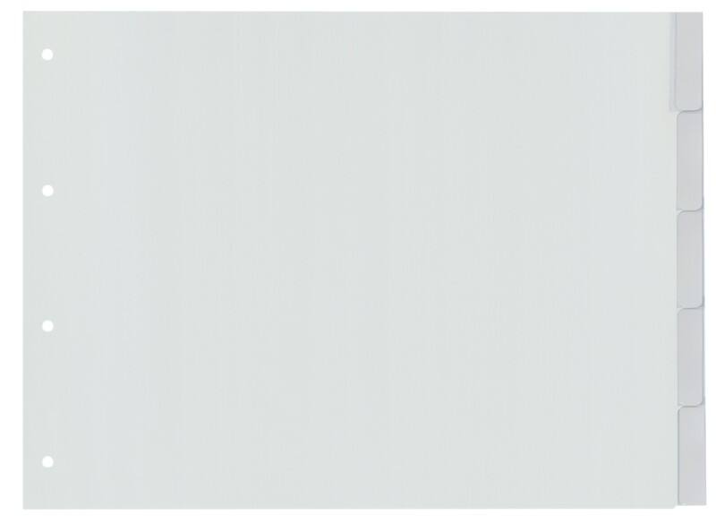 KANGARO Blanko Register DIN A3 quer Grau 5-teilig PP (Polypropylene) 4 Löcher G305FB