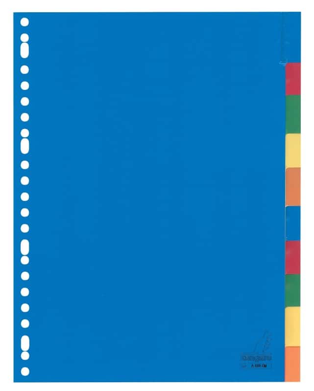 KANGARO Blanko Register DIN A4 Farbig sortiert 10-teilig PP (Polypropylene) 23 Löcher A410FM