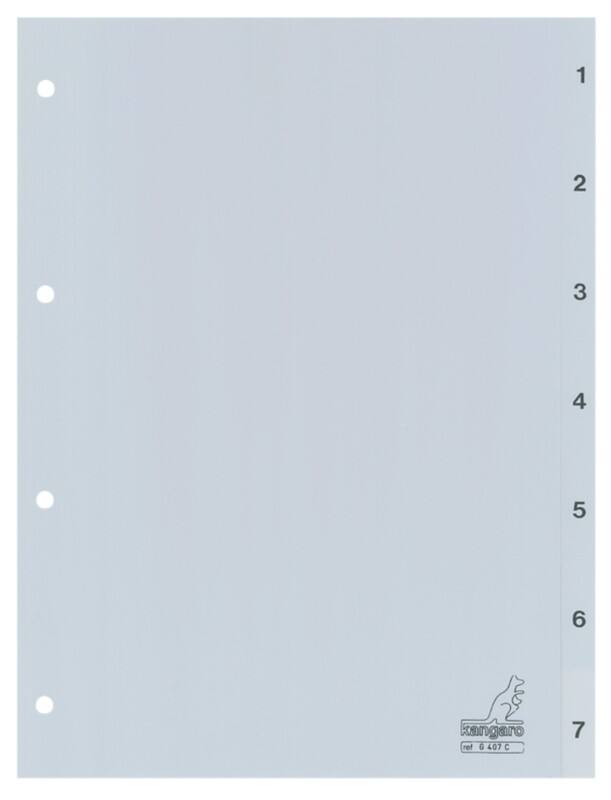 KANGARO 1 bis 7 Blanko Register  DIN A4 Grau 10-teilig PP (Polypropylene) 4 Löcher G407C