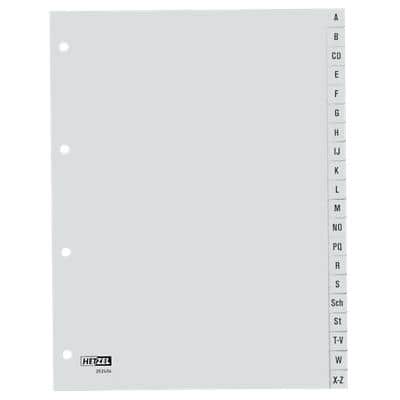 Hetzel Register DIN A4 Grau 20-teilig 4-fach Kunststoff A - Z