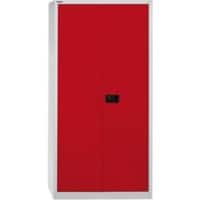 Bisley Flügeltürenschrank Stahl 4 Fachböden abschließbar 914 x 400 x 1.950 mm Hellgrau, Rot