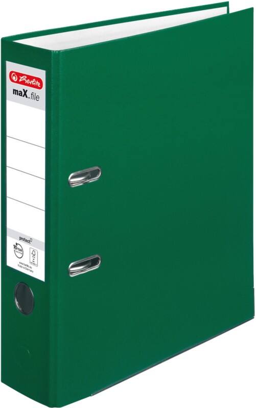 herlitz maX.file protect Ordner Breit DIN A4 80 mm Grün 2 Ringe 5480504 Kunststoff Texturiert Hochformat