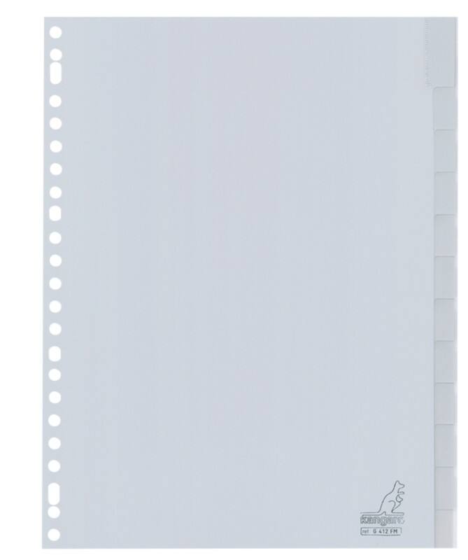 KANGARO Blanko Register DIN A4 Grau 10-teilig PP (Polypropylene) 23 Löcher G412FM