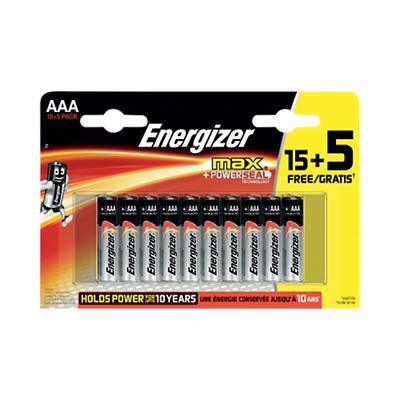 Energizer Batterien Max AAA Vorteilspack 15 Stück + 5 Gratis