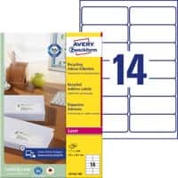AVERY Zweckform Universaletiketten LR7163-100 Ja DIN A4 Weiß 99,1 x 38,1 mm Recycelt 100% 100 Blatt à 14 Etiketten
